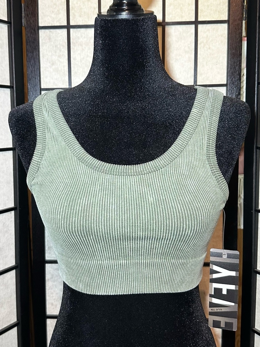 HYFYVE Ribbed Brami Crop Top - Sage Green